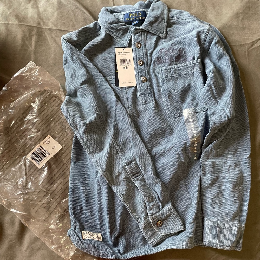 Polo Ralph Lauren kids light blue long sleeve shirt